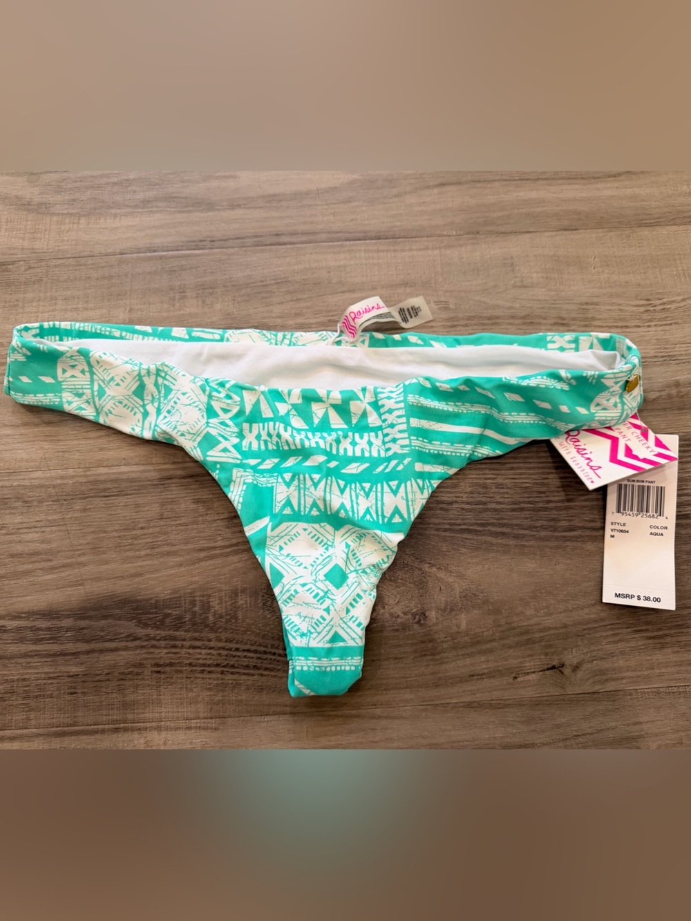 Raisins Turquoise and White Tribal Swimwear Bottom NWT